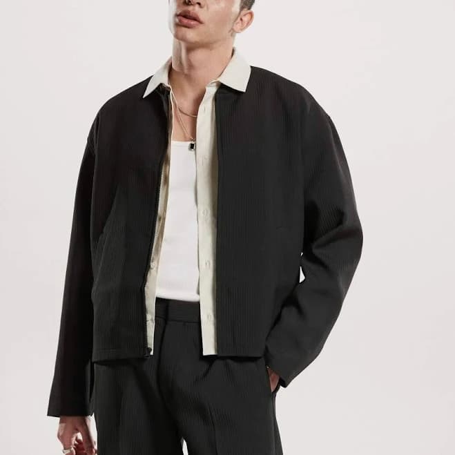 ASOS Design Smart Ribbed Bomber Jacket
