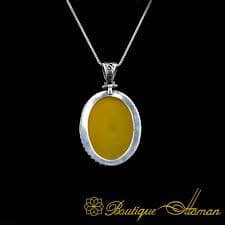 Ayat Al Qursi Yellow Aqeeq Pendant In 925 Sterling Silver | Boutique Ottoman Jewelry Store