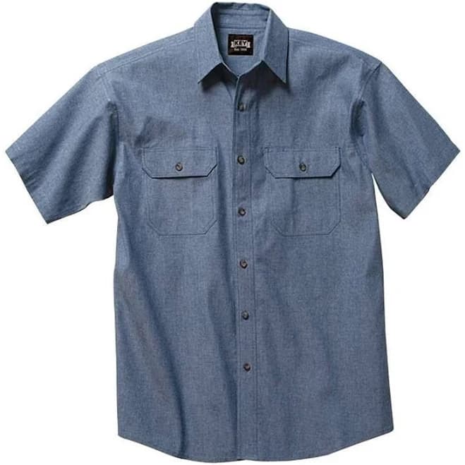 Key Short Sleeve Blue Chambray Workshirt Men's