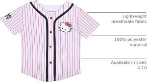 Amazon.com: Hello Kitty Girls Baseball Jersey - Fashion Mesh Button Front Girls Shirt, 4, White Pinstripe : Clothing, Shoes & Jewelry