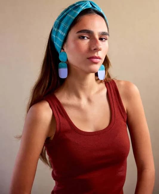 Mauritius Teal Stripe Woven Cotton Twisted Headband