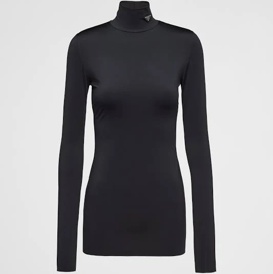 Woman Prada Logo-plaque Turtleneck Jersey Jumper