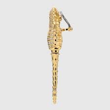 Seahorse-shaped earrings with pearls in green enamel | GUCCI® US