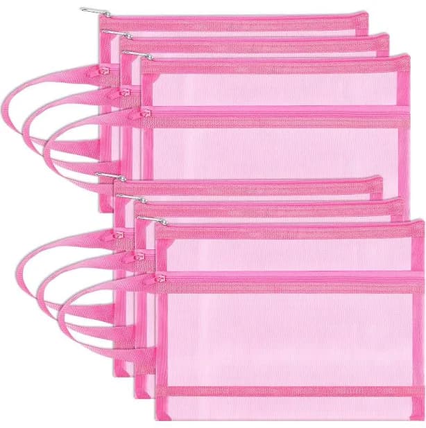 6 Pack Mesh Zipper Pouch Bags