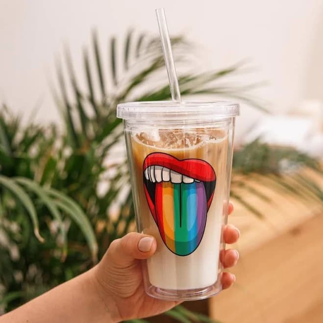 16 OZ Iced Coffee Cups with Lids and Straws Set of 4, Unbreakable Plastic Drinking Glasses Reusable Iced Coffee Glass to Go Cup for Iced Tea,Juice, Water,BPA Free, Dishwasher Safe