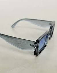 ASOS DESIGN oversized rectangle sunglasses with bevelled frame and blue lens in blue | ASOS