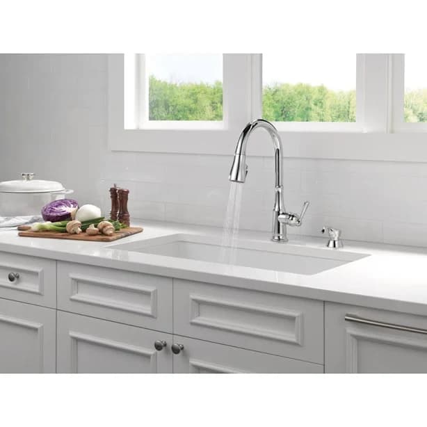 Delta Capertee Single Handle Pull-down Kitchen Faucet With Soap Dispenser
