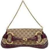 Horsebit Studded Tan GG Canvas Shoulder Bag