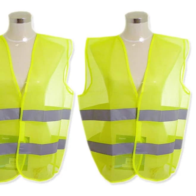 2x Neon Yellow Safety Vest W/ Reflective Strips High Security