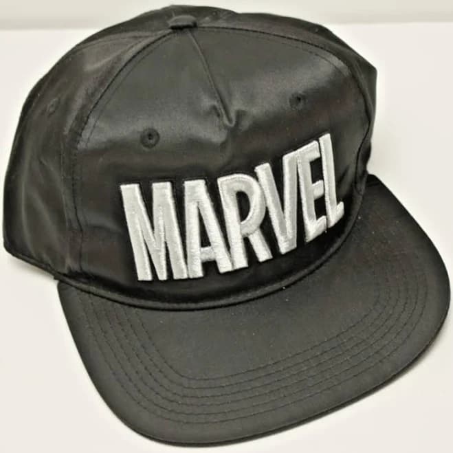 Marvel Black & Silver Logo Hat Snap Back Flat Bill