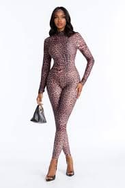 Leopardo Simone Stirrup 2 Piece Catsuit - Café | Fashion Nova