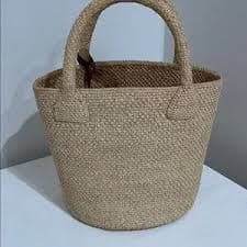 Celine | Bags | Celine Beige Woven Tote With Brown Logo Accent | Poshmark