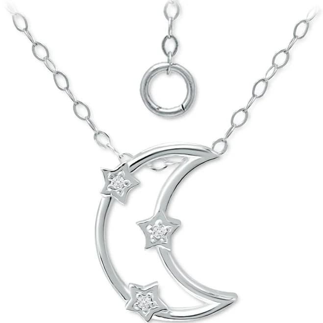 Giani Bernini Women's Sterling Silver Cubic Zirconia Open Crescent Moon Pendant Necklace