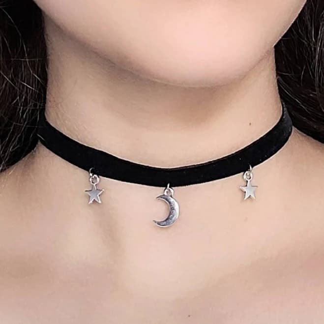 90s Goth Velvet Moon Charm