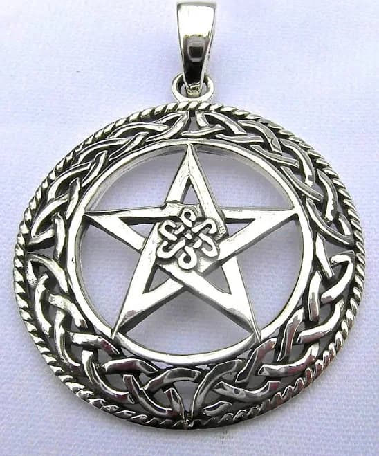 Sterling Silver 925 Pentagram in Celtic Circle Pendant