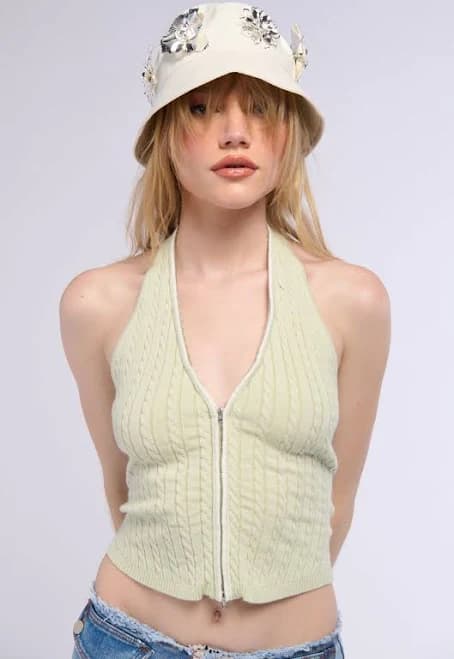 Akira Zip It Up Sleeveless Crop Top