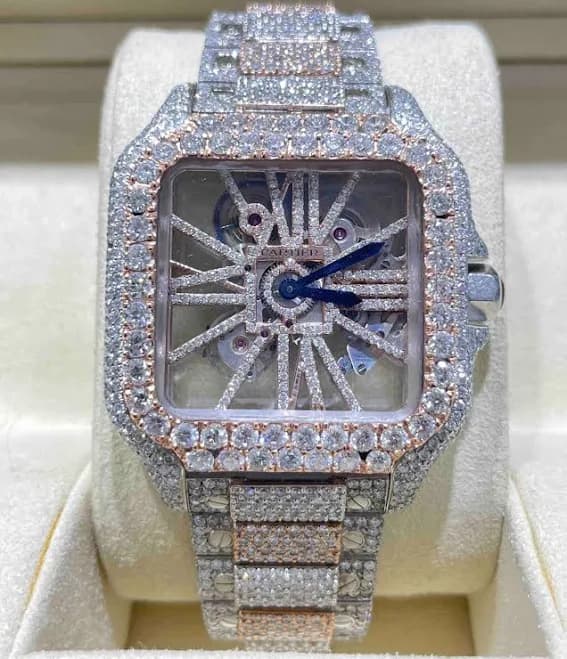 Iced Out Skeleton Cartier Watch VVS