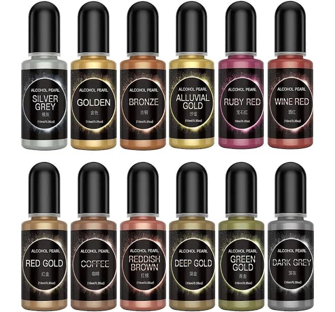 Metallic Alcohol Ink Pigment for Epoxy Resin, 10ml Resin Alcohol Ink, Metallic Pearl Colourant, Epoxy Resin Dye, Arts & Crafts Colors