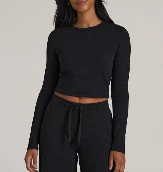 Women's Cropped Long Sleeve Waffle Shirt