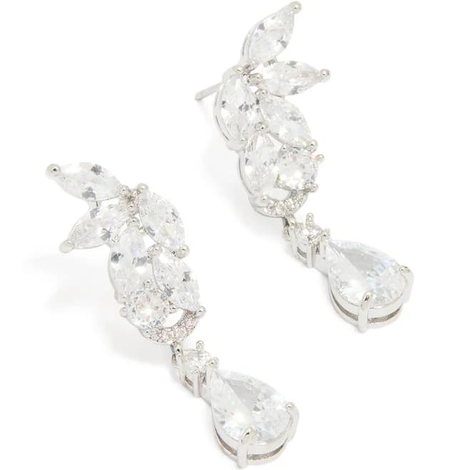 Sterling Silver Dangle Earrings for Women Dainty Flower Drop Earrings Hypoallergenic French Hook Cubic Zirconia Hanging Drop Earring Trendy Jewelry