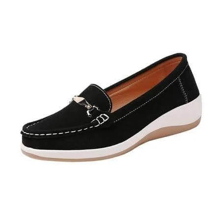 Miluxas Women's Casual Slip-On Moccasin Loafers with Metal Buckle