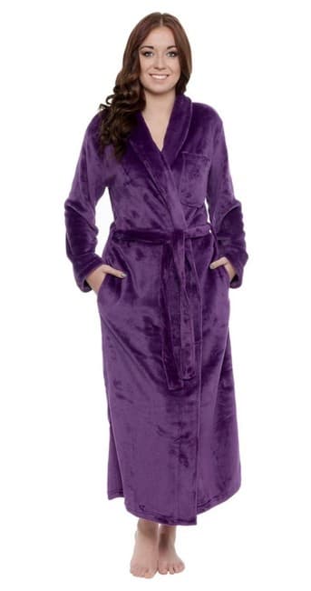 Silver Lilly Womens Robe Plush Fleece Bathrobe Mid Length Robe Shawl Collar