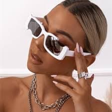 HPIRME Gafas de sol rectangulares blancas para mujer, marcos recortados, gafas de sol cuadradas pequeñas únicas para hombres, C1 Negro Negro : Ropa, Zapatos y Joyería - Amazon.com