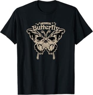 Antisocial Butterfly with Skull Wings Design T-Shirt