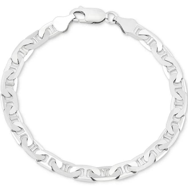 Italian Silver Mariner Link Chain Bracelet