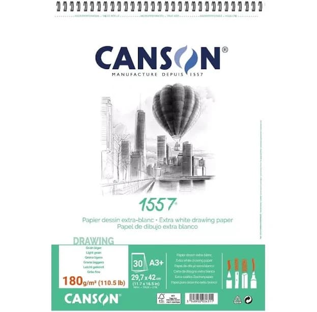 Canson Spiral Drawing Pad 1557 A4+ 180g/m²