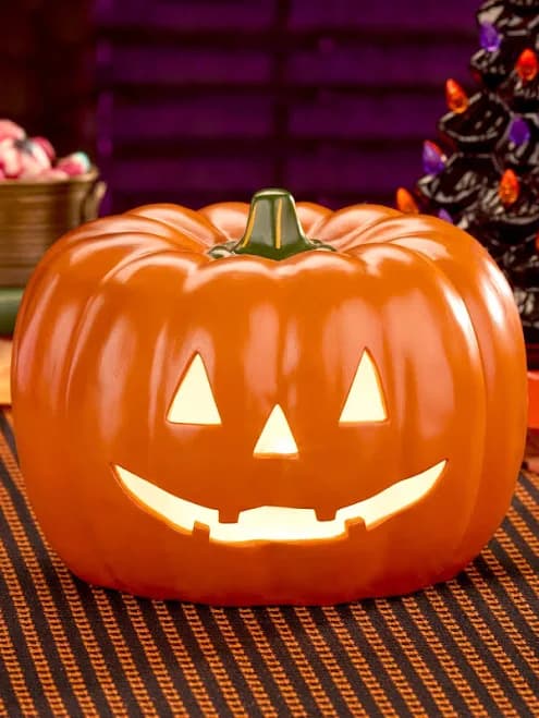The Vermont Country Store Lighted Ceramic Jack-O'-Lantern