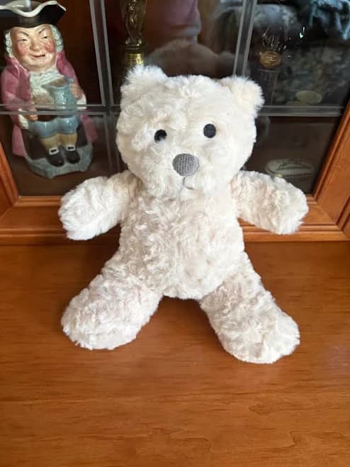 Chickpea 10" Creamy White Plush Bear Stitched Black Eyes / Gray Nose