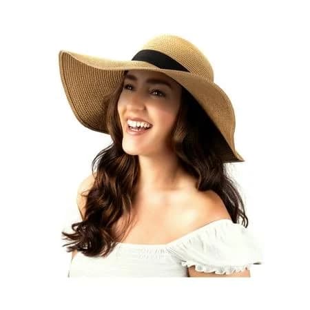 Debra Weitzner Women Floppy Sun Hat with Wide BrimFoldable Roll-Up Straw Beach Hat UPF 50