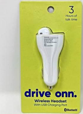 ONN Upgraded Wireless Headset with Mic, Bluetooth FM Transmitter, Supports FM Frequency 88.0–108.0 MHz, LED Display, Quick Charge 3.0 Tech with USB and USB-C Charging Ports, 2 Hours of Talk Time