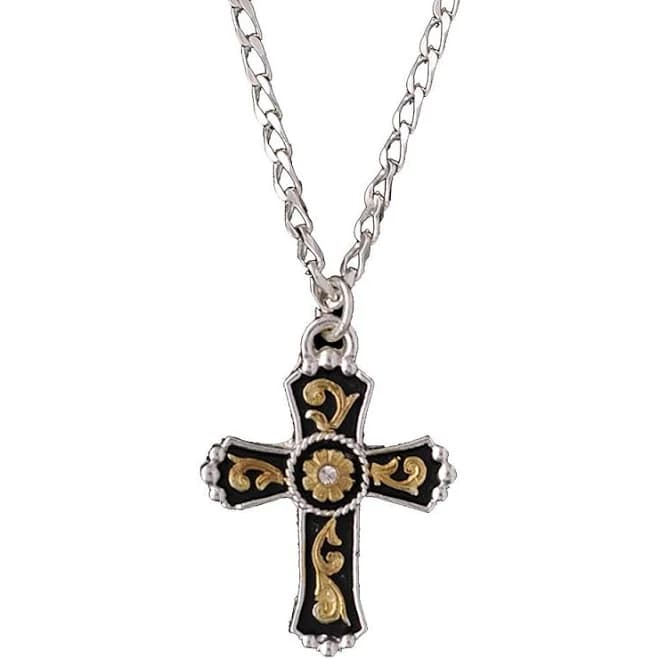 Men's Cross Necklace with Clear Stones