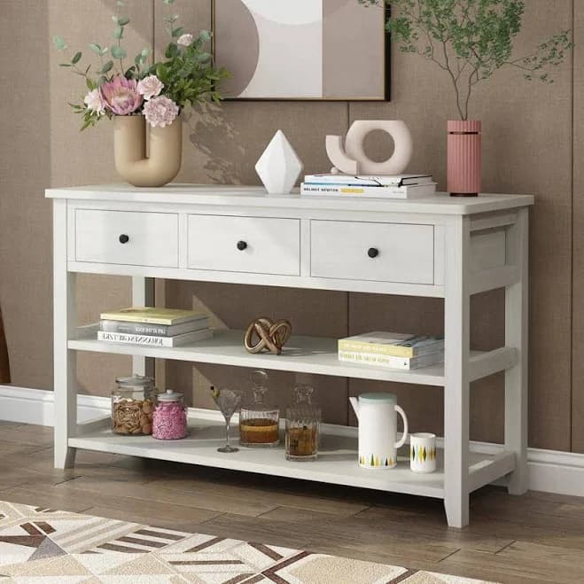 Karl Home 47.25 in. White Rectangle MDF Console Table