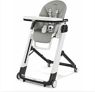 Siesta, Grow With Baby Folding High Chair & Recliner, Height Adjustable, Quick Clean & Easy Push Wheels For Babies & Toddlers, Made in Italy, Ice (Grey)