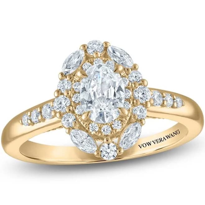 Jared Jewelers Vera Wang Vow Oval-Cut Diamond Double Halo Engagement Ring in 14K