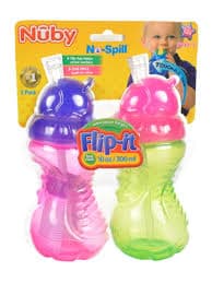 Nuby Baby Sippy Cup with Straw, Flip-It Sippers 2-Pack (10 oz.) - Lime/Multi, One Size - Walmart.com
