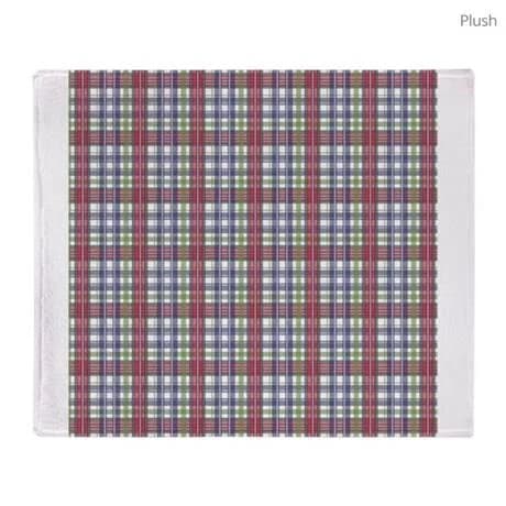 Red Purple Green Plaid Print Throw Blanket