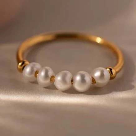Caitlyn Minimalist 18K Gold Mini Beaded Freshwater Pearl Ring
