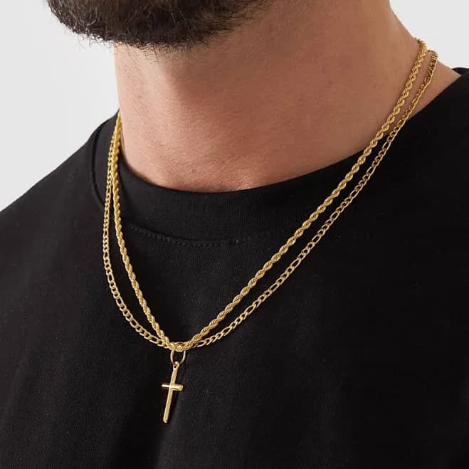 Figaro Cross + Chain Set