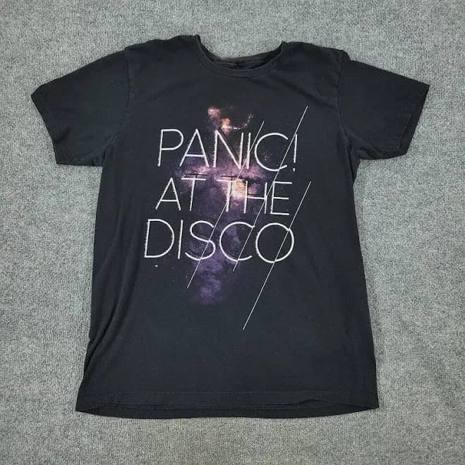Panic At The Disco Shirt Men's Medium Black Graphic Crew Neck Short