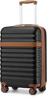 Airline Approved Carry On Luggage, 22x14x9 inches, 20 Inch Expandable Lightweight Hardshell Suitcase with TSA Lock, (Black Brown, Suitable for 1-3 Days of Travel)