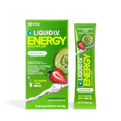 Liquid I.V. Energy Multiplier Sugar Free Strawberry Kiwi Drink Mix Sticks