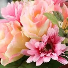 Pink and Peach Artificial Rose and Gerbera Daisy Bundle