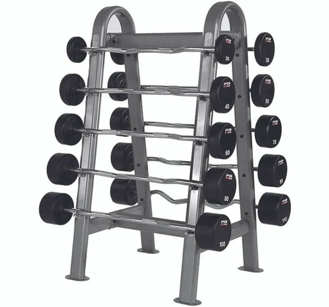PB Extreme Fixed EZ-Curl Urethane Barbell Set
