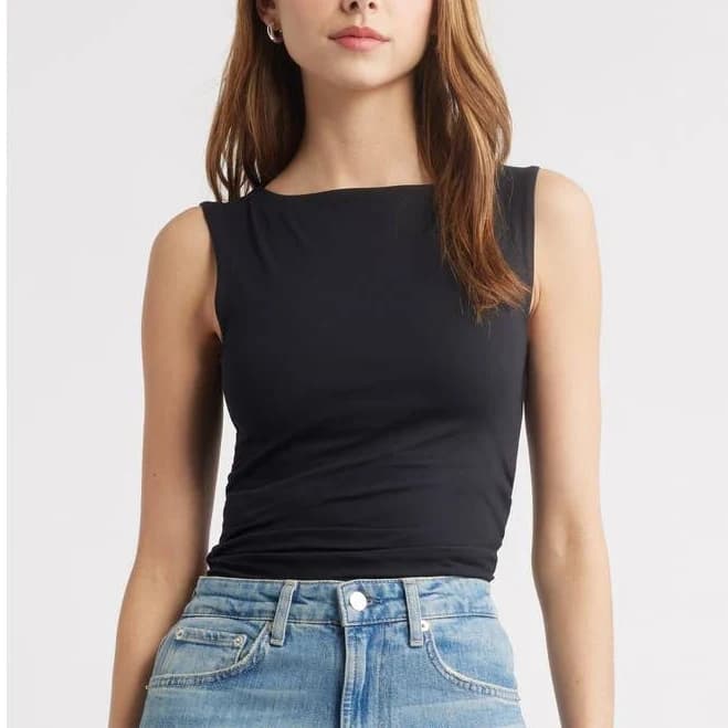 Open Edit Boat Neck Sleeveless Top