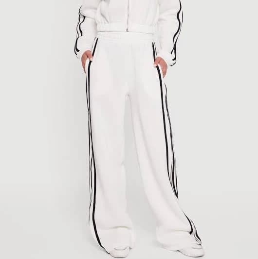 Wide Leg Sweatpants with Side Stripe