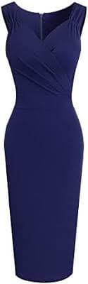 HOMEYEE B669 Women's Vintage 50s Sleeveless Bodycon Pencil Dress, Burgundy : Amazon.com.be: Fashion